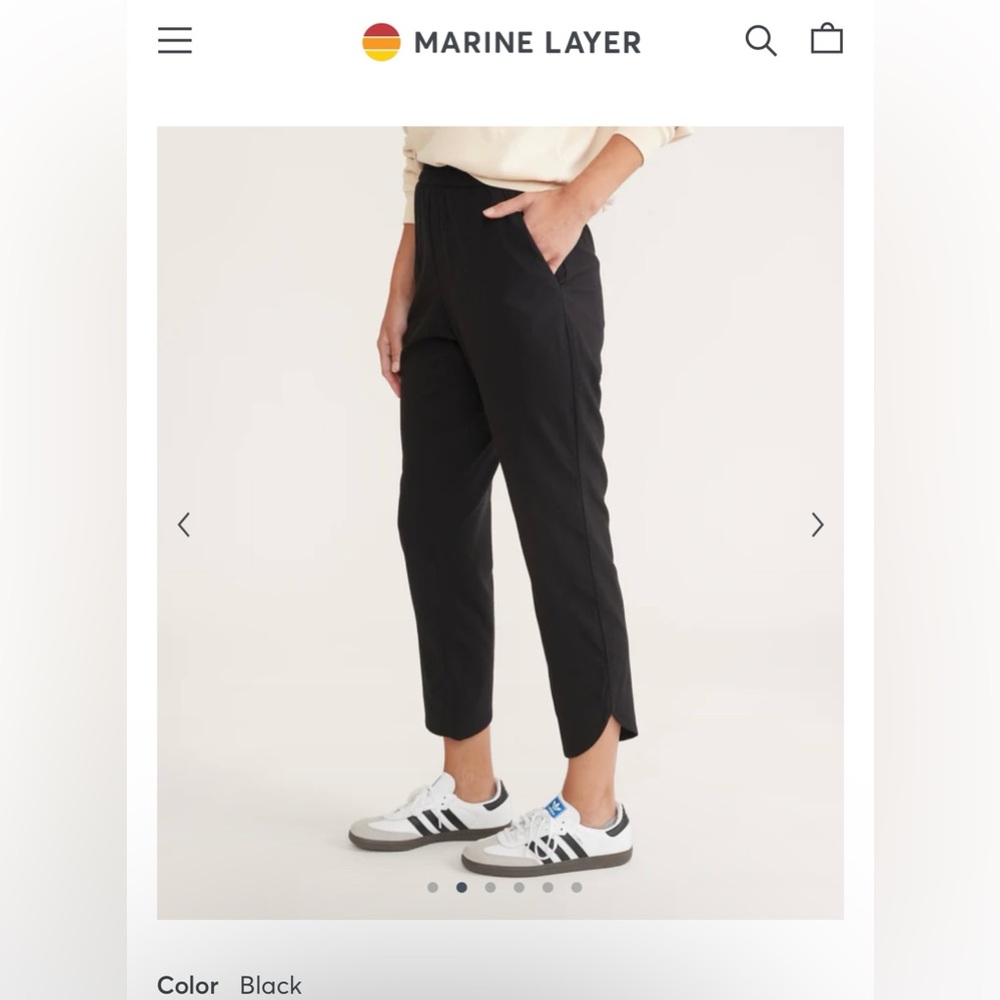 Marine Layer Allison Pants Womens Size Large Black Pull On Ankle Petite